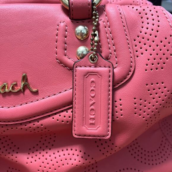 2013 Coach Ashley Coral Shoulder Bag Excellent Used Condition - Picture 5 of 5